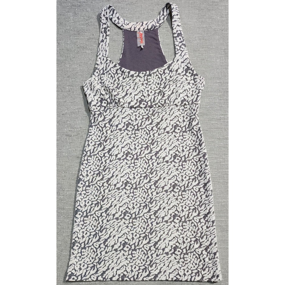 Free People Womens Grey White Textured Racerback‎ Mini Dress Size